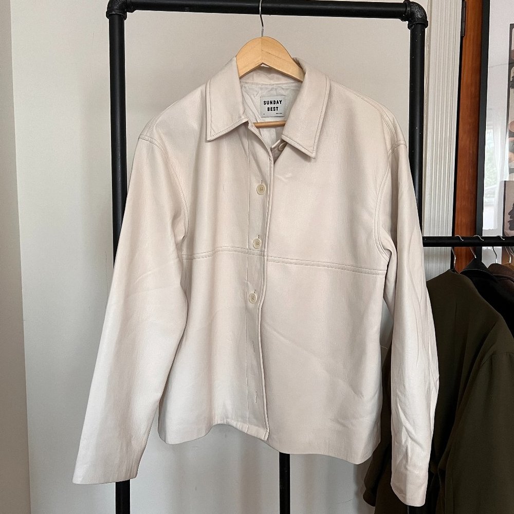 Cream Faux Leather Jacket